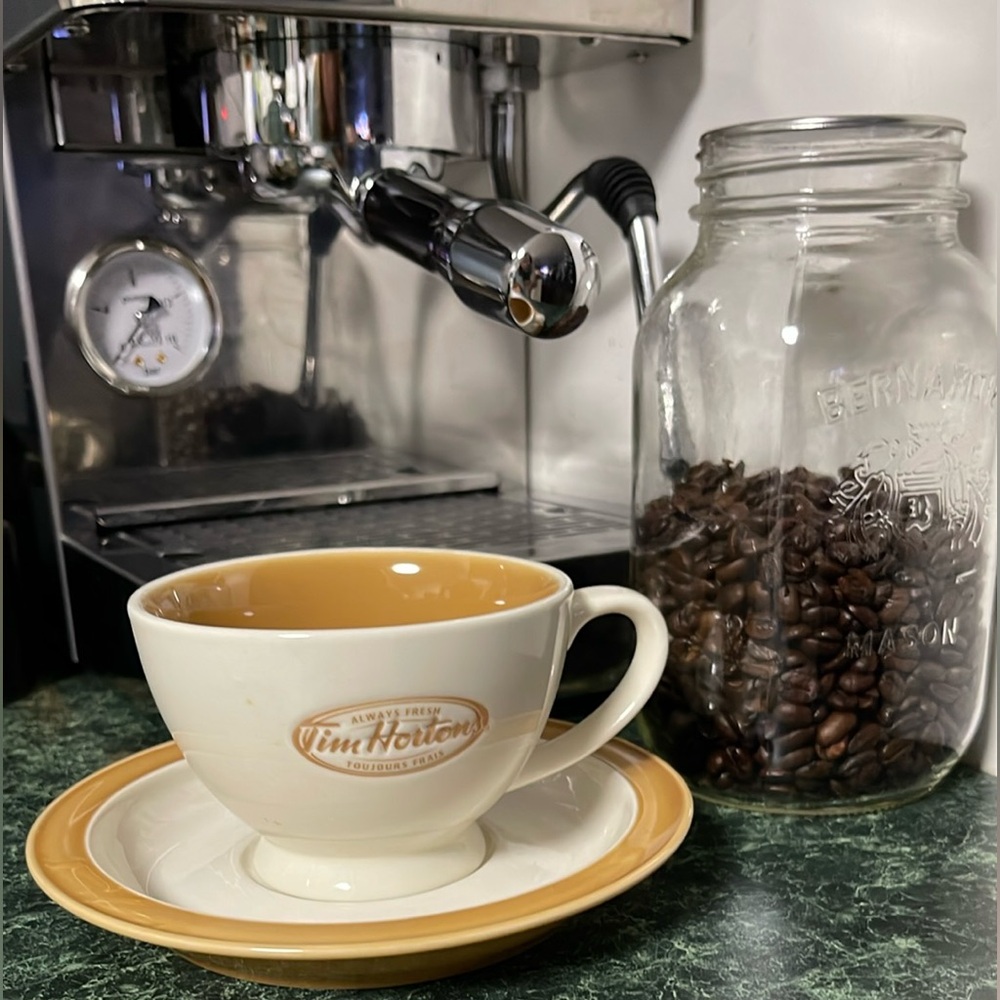 Tim Hortons Beige Tea cup and Saucer Set